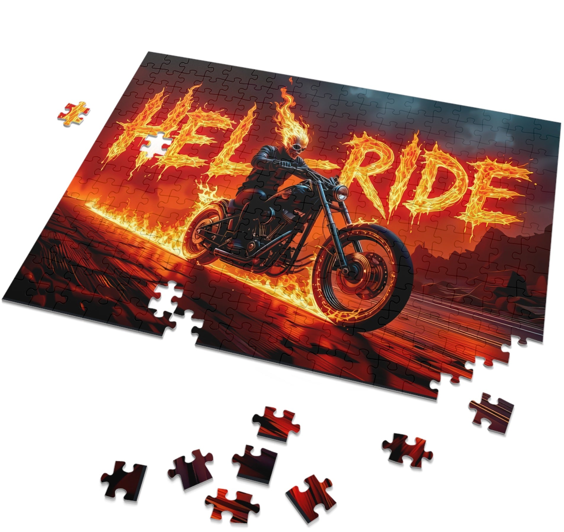 Ghost Rider jigsaw puzzle by PopCrate – 120-piece recycled paper flaming skull hellcycle design, ₹399