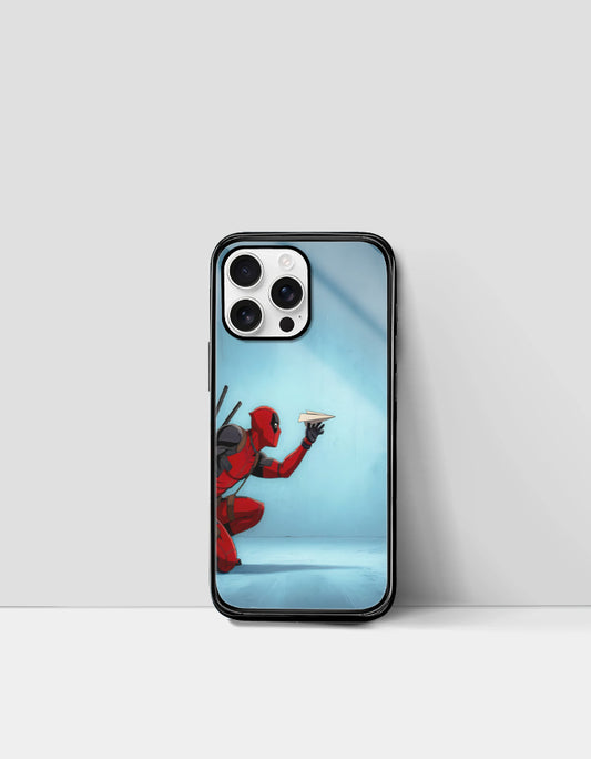 Deadpool iPhone back cover by PopCrate – glossy glass red suit Deadpool design, ₹399