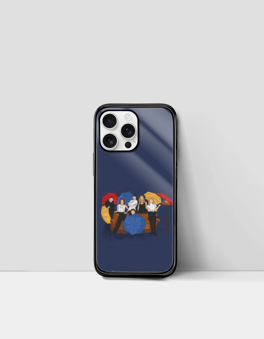 Friends Gang iPhone back cover by PopCrate – glossy glass full cast group pose design, ₹399