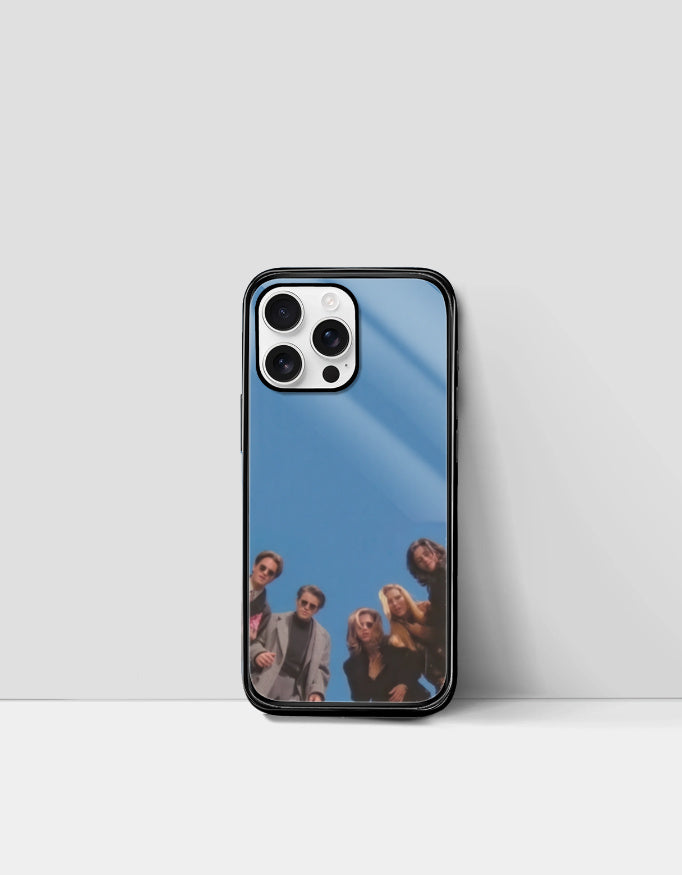 Friends Looking Down iPhone back cover by PopCrate – glossy glass classic balcony pose design, ₹399