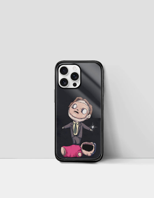 The Office Dwight CPR iPhone back cover by PopCrate – glossy glass Dwight Schrute dummy face rip design, ₹399