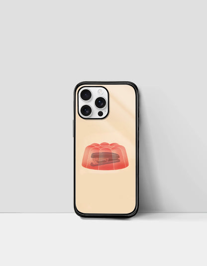 The Office Jelly iPhone back cover by PopCrate – glossy glass stapler in red Jell-O design, ₹399