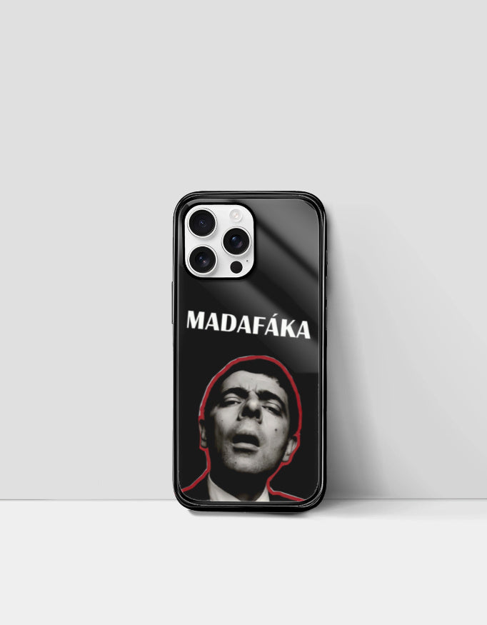 Mr. Bean Madafaka iPhone back cover by PopCrate – glossy glass meme design, ₹399