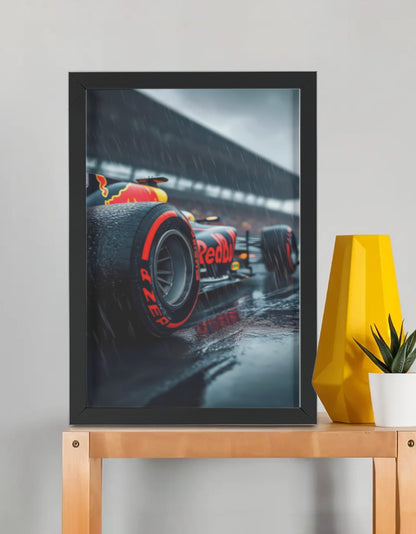 F1 Red Bull Car framed poster by PopCrate – 2mm glossy board, 1″ shadow frame, aggressive racing livery wall art under ₹1000