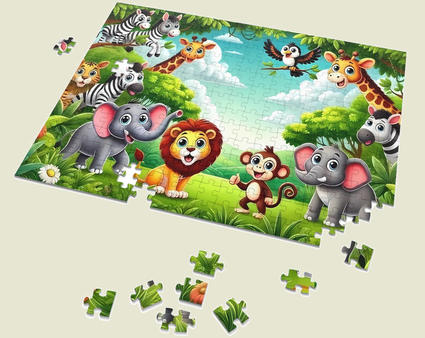 Jungle Jigsaw Puzzle by PopCrate – 120-Piece Eco-Friendly Puzzle Made from Recycled Paper, Semi-Glossy Finish, Fun Gift for Kids and Families, Starting from ₹399