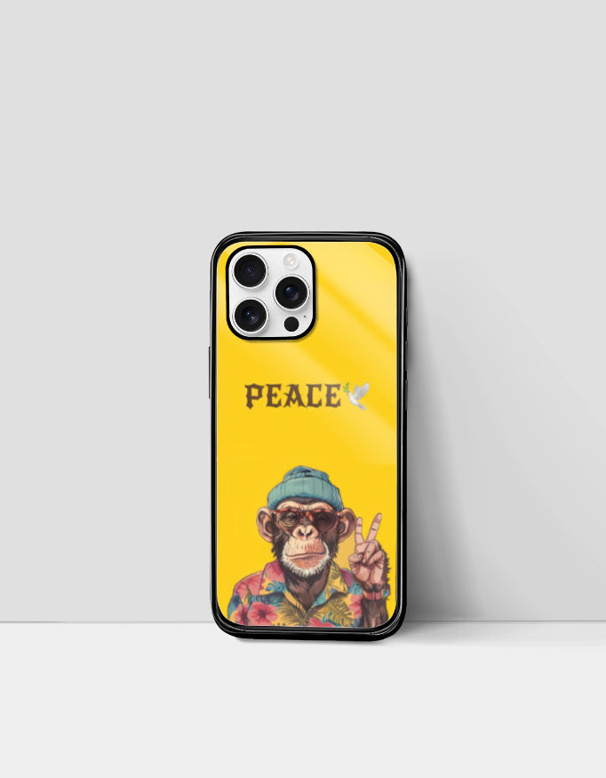 Cool monkey wearing shirt with "Peace" text – iPhone back cover by PopCrate