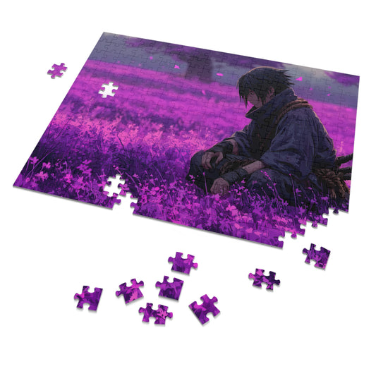 Naruto Sasuke Uchiha Path of Revenge jigsaw puzzle featuring anime character with Sharingan eyes and lightning aura, 120-piece puzzle by PopCrate